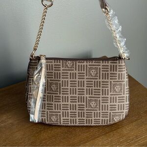 Anne Klein Signature Logo Handbag With Chain/Faux Leather Strap & Accent Hangtag